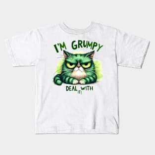 I'm grumpy deal with it Funny Cat Quote Hilarious Sayings Humor Gift Kids T-Shirt